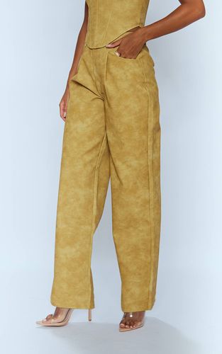 Mustard Pantalon Droit En Synthétique Lavé Avec Poches À Pince | Taille 42 - PrettyLittleThing - Modalova