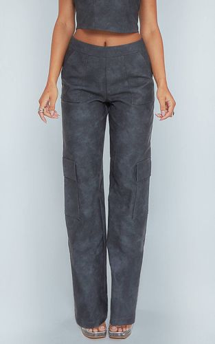 Black Pantalon Large Extrême En Synthétique Lavé Avec Détails De Poches | Taille 42 - PrettyLittleThing - Modalova