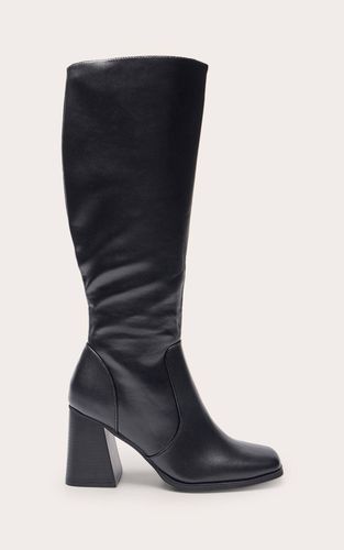 Black Bottes Hautes Au Genou À Talon Bloc Évasé Et Bout Carré En Synthétique | Taille 33 - PrettyLittleThing - Modalova