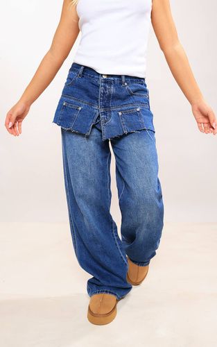 Indigo Jean Large À Poches Apparentes Et Construction Superposée | Taille 32 - PrettyLittleThing - Modalova