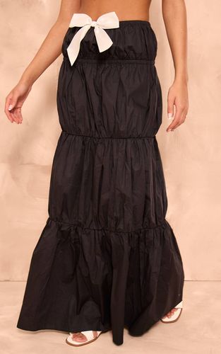 Jupe Longue Asymétrique En Tissu Tissé Avec Détail Nœud Et Fronces | Taille 34 - PrettyLittleThing - Modalova
