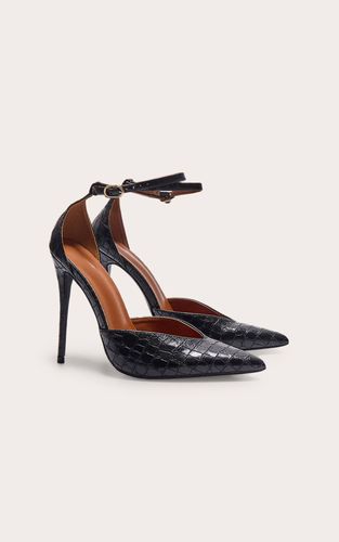 Black Escarpins À Talons Hauts Bout Pointu Effet Croco En Synthétique Plt Label | Taille 32 - PrettyLittleThing - Modalova