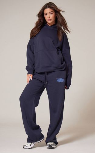 Navy Sweat À Casynthétiqueche Oversize Avec Impression Bouffante | Taille XL - PrettyLittleThing - Modalova