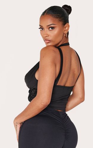 Black Haut Long Ajusté À Col Bénitier En Jersey Slinky | Taille 36 - PrettyLittleThing - Modalova