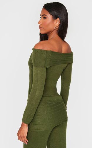 Haut Asymétrique En Maille À Col Replié | Taille XS - PrettyLittleThing - Modalova