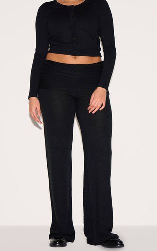 Black Pantalon Large En Maille Grande Taille | Taille 2XL - PrettyLittleThing - Modalova
