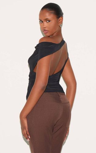 Black Haut Long Asymétrique Dos Nu En Tissu Fluide | Taille 32 - PrettyLittleThing - Modalova