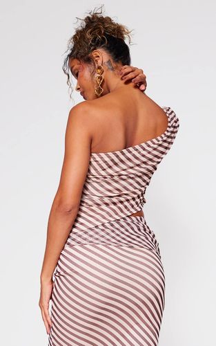 Haut Long Asymétrique En Mousseline À Rayures Fines Et Fronces | Taille 42 - PrettyLittleThing - Modalova