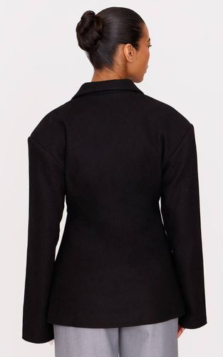 Black Blazer Cintré Effet Laine | Taille 42 - PrettyLittleThing - Modalova