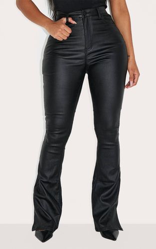 Black Jean Évasé Enduit À Ourlets Fendus Shape | Taille 42 - PrettyLittleThing - Modalova