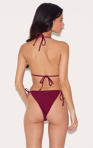 Burgundy Bas De Bikini À Nouer Sur Les Côtés Avec Perles | Taille 42 - PrettyLittleThing - Modalova