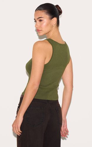 Khaki Haut En Maille Fine À Encolure Dos Nageur | Taille XS - PrettyLittleThing - Modalova