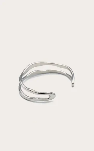 Silver Bracelet Jonc À Double Crête Ondulée - PrettyLittleThing - Modalova