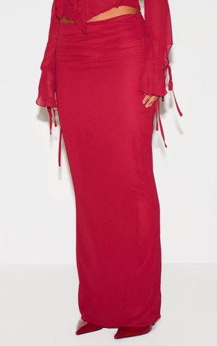 Burgundy Jupe Longue En Mousseline Froncée | Taille 32 - PrettyLittleThing - Modalova