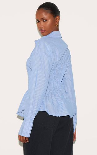 Blue Chemise Cintrée À Rayures Froncées | Taille 32 - PrettyLittleThing - Modalova