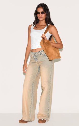Sand Jean Large À Taille Asymétrique Effet Délavé | Taille 32 - PrettyLittleThing - Modalova