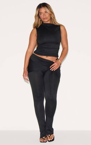 Black Pantalon Évasé Drapé Enveloppant Ultra Doux Shape | Taille 36 - PrettyLittleThing - Modalova