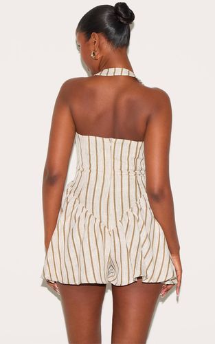 Stone Combishort Fluide À Rayures Fines Col Licou En Lin | Taille 36 - PrettyLittleThing - Modalova