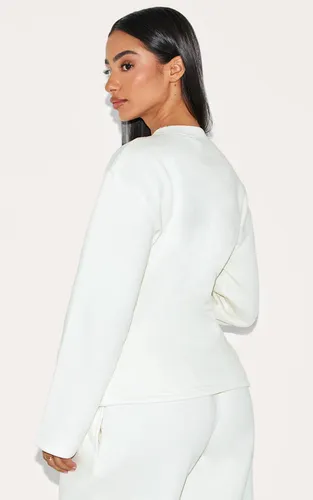 Cream Sweat-shirt Petite À Manches Longues Avec Taille Cintrée | Taille XS - PrettyLittleThing - Modalova