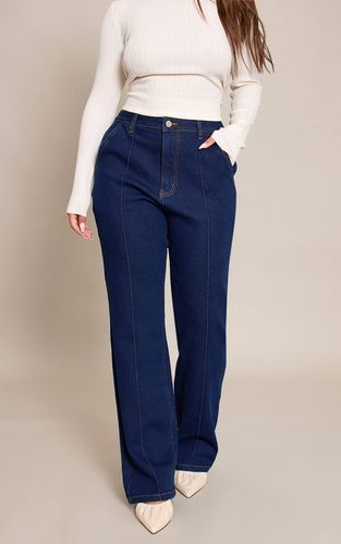 Indigo Jean Taille Haute En Denim Stretch Sculptant Avec Pinces Et Détail Dos Ajustable | Taille 42 - PrettyLittleThing - Modalova