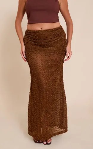 Jupe Maxi Grande Taille Bouclé Texturé À Taille Repliée Et Froncée | Taille 46 - PrettyLittleThing - Modalova