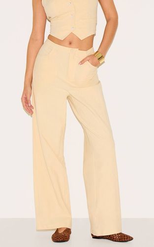Pantalon Large Taille Mi-haute Aspect Lin | Taille 38 - PrettyLittleThing - Modalova