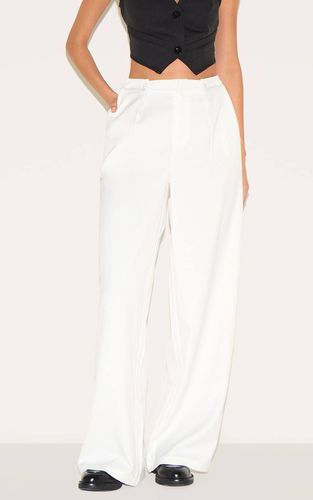 White Pantalon Tailleur À Taille Ajustable Avec Détails | Taille 42 - PrettyLittleThing - Modalova