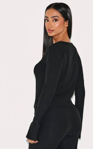 Black Haut Long Petite À Manches Longues Avec Pressions En Tissu Doux | Taille XS - PrettyLittleThing - Modalova