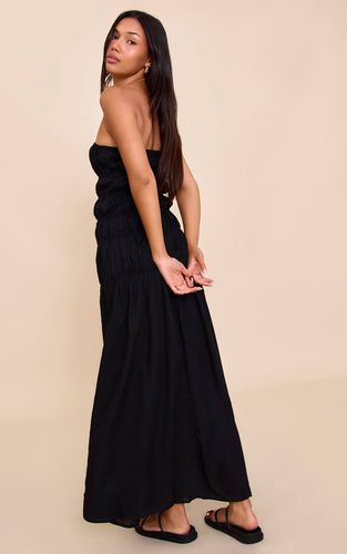 Black Robe Longue Bandeau À Détails Froncés | Taille 34 - PrettyLittleThing - Modalova