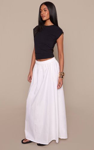 White Jupe Longue Évasée En Popeline De Coton Pour Grandes Tailles | Taille 36 - PrettyLittleThing - Modalova