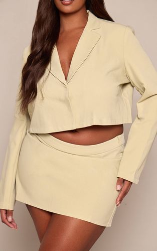 Sage Green Jupe Micro Mini Ajustée En Tissu Tissé Avec Détail Nœud - Ensemble Grande Taille | Taille 46 - PrettyLittleThing - Modalova