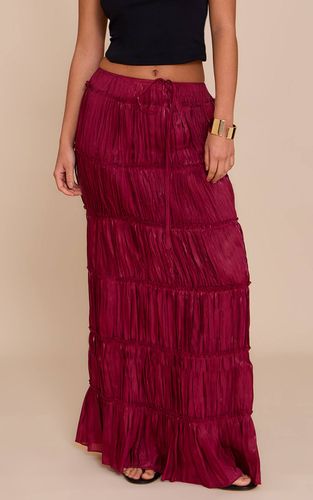Deep Red Jupe Longue Évasée À Volants Superposés Avec Cordon De Serrage | Taille 34 - PrettyLittleThing - Modalova