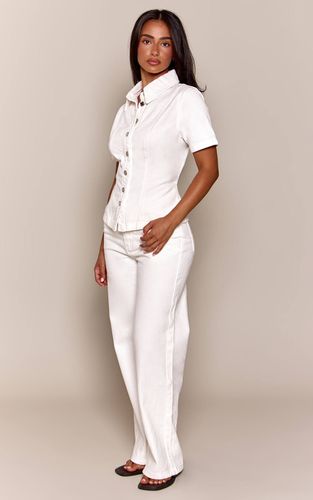White Jean Droit Taille Mi-haute Petite | Taille 42 - PrettyLittleThing - Modalova