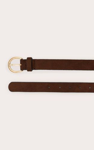 Ceinture Fine En Faux Suède Avec Boucle Croissant Dorée | Taille Small/Medium - PrettyLittleThing - Modalova