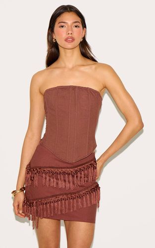 Mini-jupe En Lin Avec Détails À Pompons | Taille 32 - PrettyLittleThing - Modalova