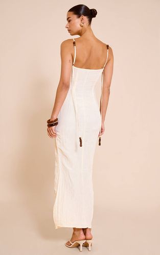 Natural Robe Longue À Bretelles Avec Détails De Perles Texturées | Taille 42 - PrettyLittleThing - Modalova