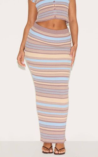 Powder Blue Jupe Maxi Tricotée À Rayures Shape | Taille XS - PrettyLittleThing - Modalova
