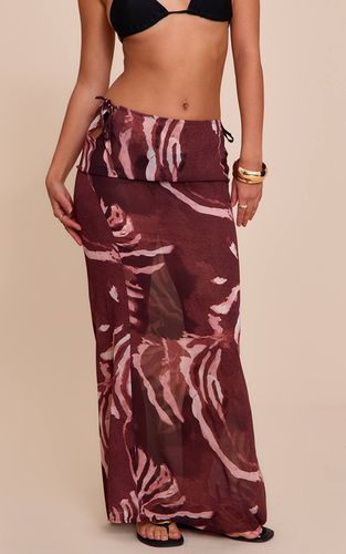Brown Jupe Longue Taille Basse Transparente À Imprimé Rayé | Taille 32 - PrettyLittleThing - Modalova