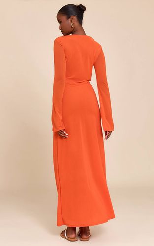 Red Robe Longue En Mousseline Col Bateau À Manches Longues | Taille 32 - PrettyLittleThing - Modalova