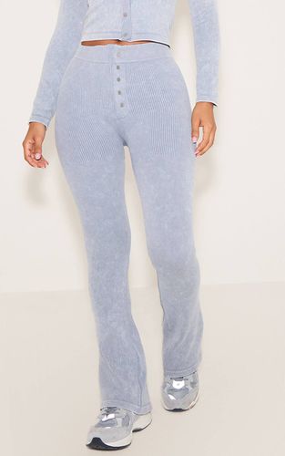 Grey Marl Legging Évasé Côtelé Ajusté À Détails Boutons Petite | Taille XS - PrettyLittleThing - Modalova