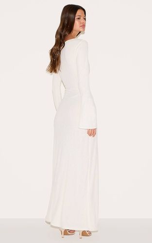 White Robe Maxi Moulante À Manches Longues Col Bateau Texturée | Taille 36 - PrettyLittleThing - Modalova