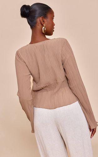 Mushroom Chemisier En Plissé Transparent Avec Nœud Devant Et Manches Évasées | Taille 32 - PrettyLittleThing - Modalova
