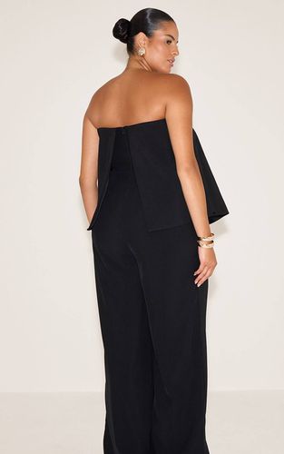 Black Combinaison Pantalon Droit Grande Taille À Basque En Tissu Structuré | Taille 44 - PrettyLittleThing - Modalova