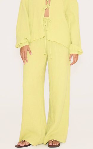 Pantalon Large À Texture Gaze De Coton | Taille 32 - PrettyLittleThing - Modalova