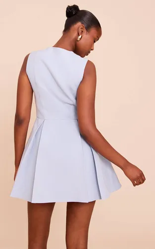 Light Blue Robe Droite Plissée Boutonnée En Tissu Structuré | Taille 42 - PrettyLittleThing - Modalova