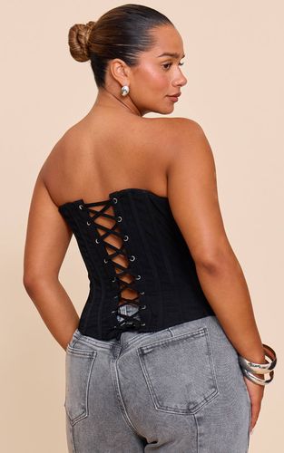 Black Haut Corset À Baleines Avec Fermeture À Crochets Et Œillets Devant Shape | Taille 36 - PrettyLittleThing - Modalova
