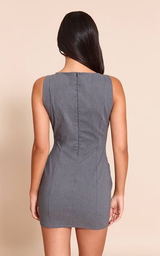 Charcoal Robe Moulante À Détails De Passepoil Tissé Extensible | Taille 42 - PrettyLittleThing - Modalova