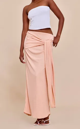Peach Jupe Longue Cache-cœur En Maille Ajourée Double Épaisseur | Taille 42 - PrettyLittleThing - Modalova