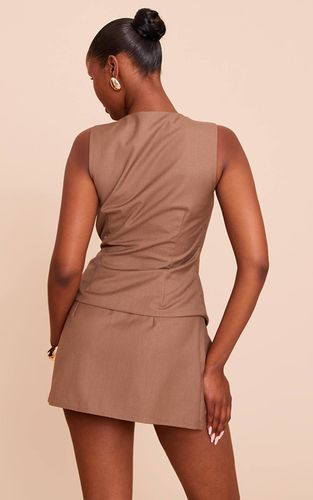 Mocha Ensemble Veste Ceinturée À La Taille Avec Finitions Tissées | Taille 32 - PrettyLittleThing - Modalova