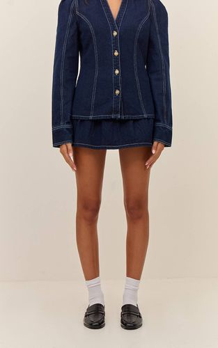Indigo Mini-jupe Plissée En Denim Indigo Fluide | Taille 42 - PrettyLittleThing - Modalova